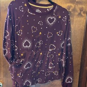Cuddl Duds Maroon Heart and Star Sweatshirt